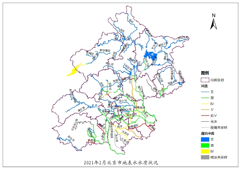 2021年2月北京市地表水水质状况（外网公示）