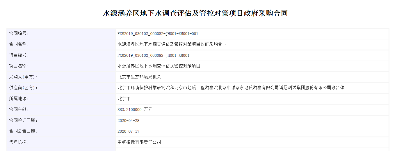 合同公告截图_地下水污染防治区划项目合同